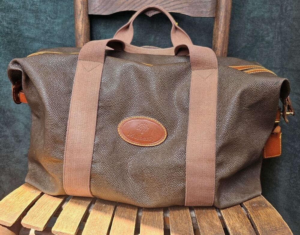 MULBERRY Vintage Scotchgrain Leather 21" Duffle Weekender Travel Bag England